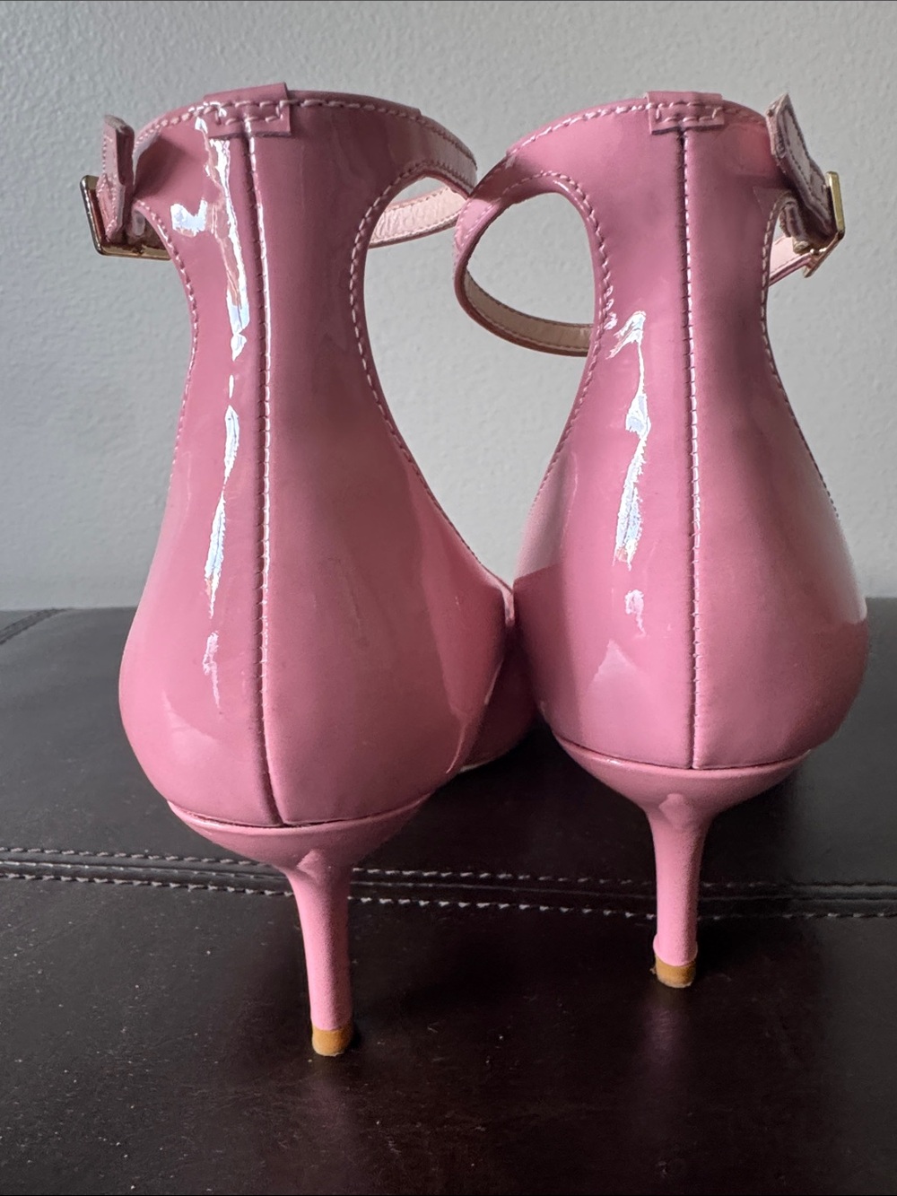 kate spade Pink Patent Leather Pointed-Toe Ankle-Strap Pumps - Picture 3 of 5